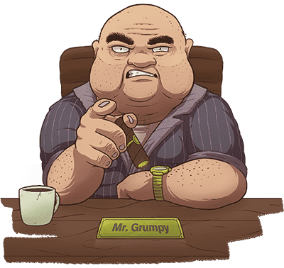 Mr. Grumpy - your boss in the. board game Movie Empire